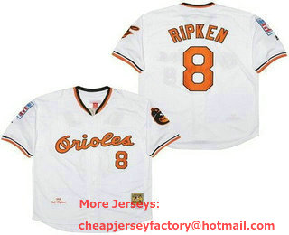Men's Baltimore Orioles #8 Cal Ripken White 1981 Throwback Jersey
