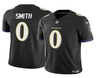 Men's Baltimore Ravens #0 Roquan Smith Black 2023 FUSE Vapor Limited Football Stitched Jersey