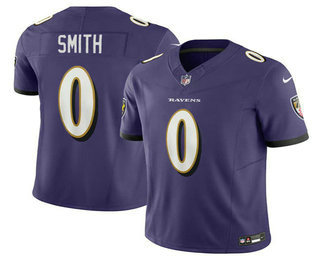 Men's Baltimore Ravens #0 Roquan Smith Purple 2023 FUSE Vapor Limited Football Stitched Jersey