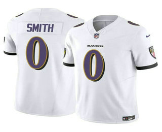 Men's Baltimore Ravens #0 Roquan Smith White 2023 FUSE Vapor Limited Football Stitched Jersey