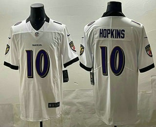 Men's Baltimore Ravens #10 DeAndre Hopkins White Vapor Limited Stitched Jersey