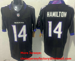 Men's Baltimore Ravens #14 Kyle Hamilton Limited Black FUSE Vapor Jersey