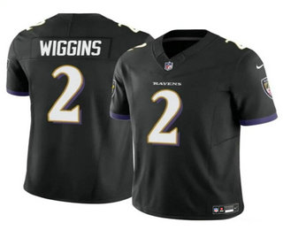 Men's Baltimore Ravens #2 Nate Wiggins Black 2024 FUSE Vapor Limited Football Jersey
