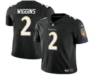Men's Baltimore Ravens #2 Nate Wiggins Black 2024 Vapor Limited Football Jersey