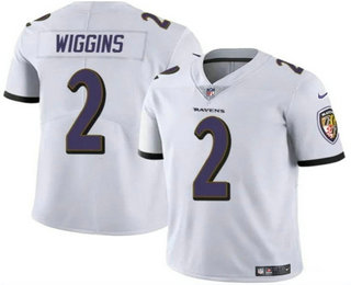 Men's Baltimore Ravens #2 Nate Wiggins White 2024 Vapor Limited Football Jersey