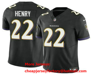 Men's Baltimore Ravens #22 Derrick Henry 2024 FUSE Vapor Limited Stitched Football Jersey