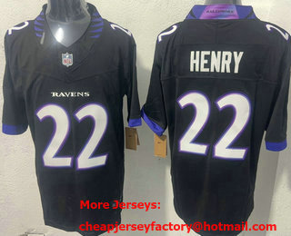 Men's Baltimore Ravens #22 Derrick Henry Limited Black FUSE Vapor Jersey