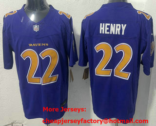 Men's Baltimore Ravens #22 Derrick Henry Limited Purple FUSE Alternate Vapor Jersey
