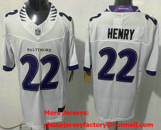 Men's Baltimore Ravens #22 Derrick Henry Limited White FUSE Vapor Jersey