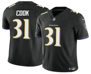 Men's Baltimore Ravens #31 Dalvin Cook Black 2024 FUSE Vapor Limited Football Jersey