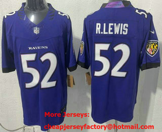 Men's Baltimore Ravens #52 Ray Lewis Limited Purple FUSE Vapor Jersey
