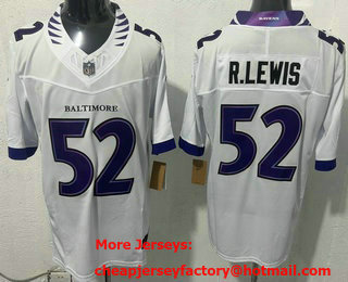 Men's Baltimore Ravens #52 Ray Lewis Limited White FUSE Vapor Jersey