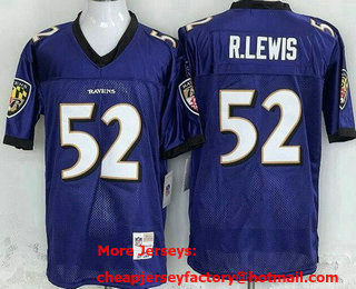 Men's Baltimore Ravens #52 Ray Lewis Purple 2000 Throwback Jersey