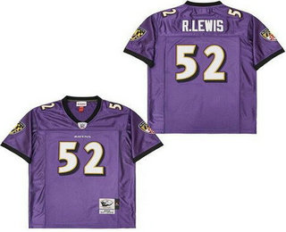 Men's Baltimore Ravens #52 Ray Lewis Purple 2004 Throwback Jersey