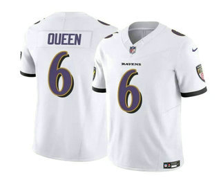 Men's Baltimore Ravens #6 Patrick Queen White 2023 FUSE Vapor Limited Football Stitched Jersey