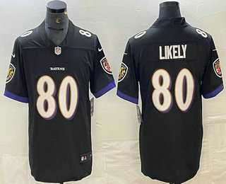 Men's Baltimore Ravens #80 Isaiah Likely Black 2022 Vapor Untouchable Stitched Limited Jersey