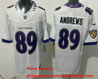 Men's Baltimore Ravens #89 Mark Andrews Limited White FUSE Vapor Jersey