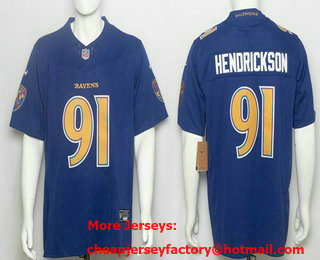 Men's Baltimore Ravens #91 Trey Hendrickson Limited Purple FUSE Alternate Vapor Jersey