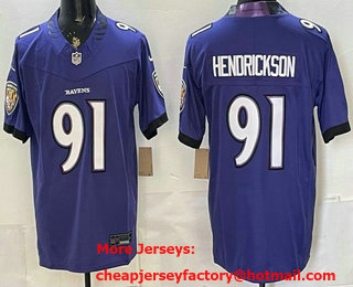 Men's Baltimore Ravens #91 Trey Hendrickson Limited Purple FUSE Vapor Jersey