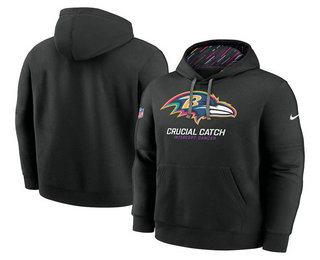 Men's Baltimore Ravens Black 2024 Crucial Catch Club Pullover Hoodie