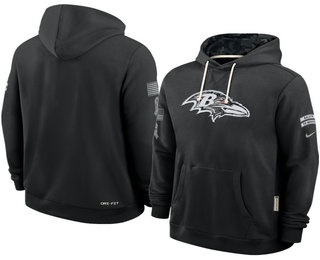 Men's Baltimore Ravens Black 2026 Salute to Service Sideline Pullover Hoodie
