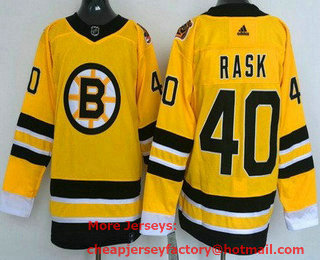 Men's Boston Bruins #40 Tuukka Rask Gold 2021 Reverse Retro Authentic Jersey