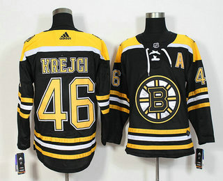 Men's Boston Bruins #46 David Krejci Black With A Patch 2017-2018 Hockey Stitched NHL Jersey