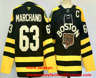 Men's Boston Bruins #63 Brad Marchand Black 2024 Winter Classic Authentic Jersey