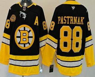 Men's Boston Bruins #88 David Pastrnak Black 100th Anniversary Authentic Jersey