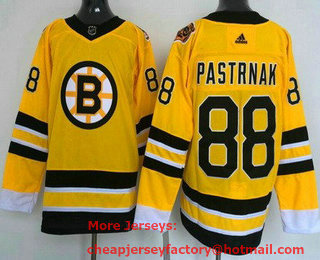 Men's Boston Bruins #88 David Pastrnak Gold 2021 Reverse Retro Authentic Jersey