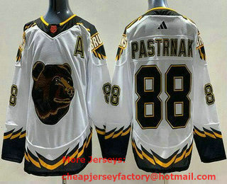 Men's Boston Bruins #88 David Pastrnak White 2022 Reverse Retro Authentic Jersey