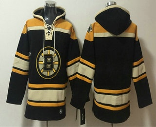 Men's Boston Bruins Blank Black Ageless Must Have Lace Up Pullover Hoodie