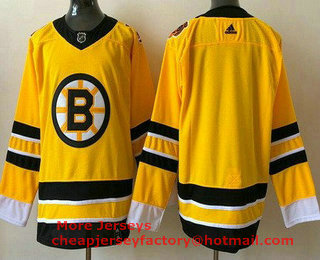 Men's Boston Bruins Blank Gold 2021 Reverse Retro Authentic Jersey