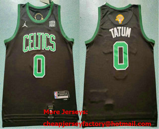 Men's Boston Celtics #0 Jayson Tatum Black Finals Patch Icon Sponsor Swingman Jersey