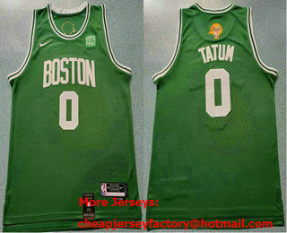 Men's Boston Celtics #0 Jayson Tatum Green 2024 Finals Patch Icon Sponsor Swingman Jersey