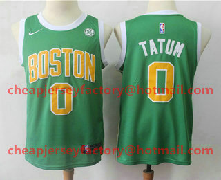 Men's Boston Celtics #0 Jayson Tatum Green Nike Swingman 2018 playoffs Earned Edition Stitched Jersey With The Sponsor Logo