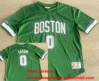 Men's Boston Celtics #0 Jayson Tatum Green Short Sleeved Swingman Throwback Jersey