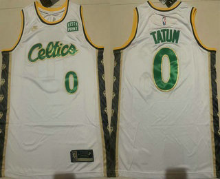 Men's Boston Celtics #0 Jayson Tatum White 2025 City Sponsor Swingman Jersey