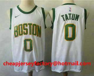 Men's Boston Celtics #0 Jayson Tatum White With Gold 2019 NBA Swingman City Edition Jersey