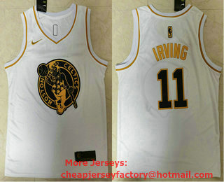 Men's Boston Celtics #11 Kyrie Irving White Golden Nike Swingman Stitched NBA Jersey