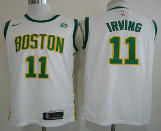 Men's Boston Celtics #11 Kyrie Irving White With Gold 2019 Nike NBA Swingman GE Patch City Edition Jersey