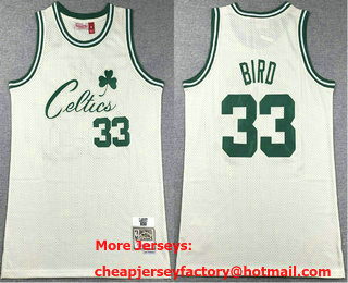 Men's Boston Celtics #33 Larry Bird Cream Team Logo Throwback Swingman Jersey