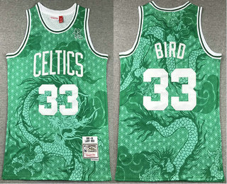 Men's Boston Celtics #33 Larry Bird Green 1986 Dragon Throwback Swingman Jersey