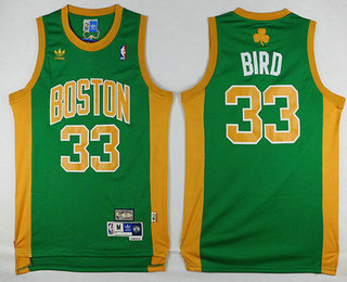 Men's Boston Celtics #33 Larry Bird Green With Gold Hardwood Classics Soul Swingman Throwback Jersey