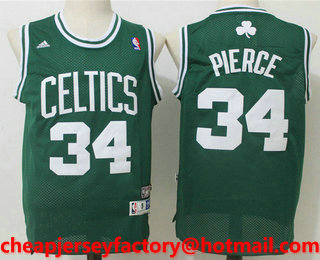 Men's Boston Celtics #34 Paul Pierce Green Hardwood Classics Soul Swingman Stitched NBA Throwback Jersey