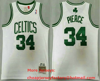 Men's Boston Celtics #34 Paul Pierce White 2007-08 Hardwood Classics Soul Swingman Stitched NBA Throwback Jersey