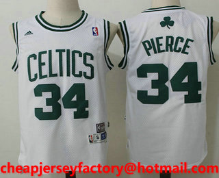Men's Boston Celtics #34 Paul Pierce White Hardwood Classics Soul Swingman Stitched NBA Throwback Jersey