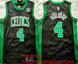 Men's Boston Celtics #4 Jrue Holiday Black Statement Icon Sponsor Nike Swingman Jersey
