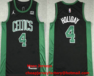 Men's Boston Celtics #4 Jrue Holiday Black Statement Icon Sponsor Swingman Jersey
