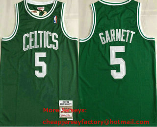 Men's Boston Celtics #5 Kevin Garnett Green 2007-08 Hardwood Classics Soul AU Throwback Jersey